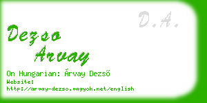 dezso arvay business card