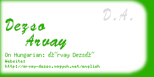 dezso arvay business card